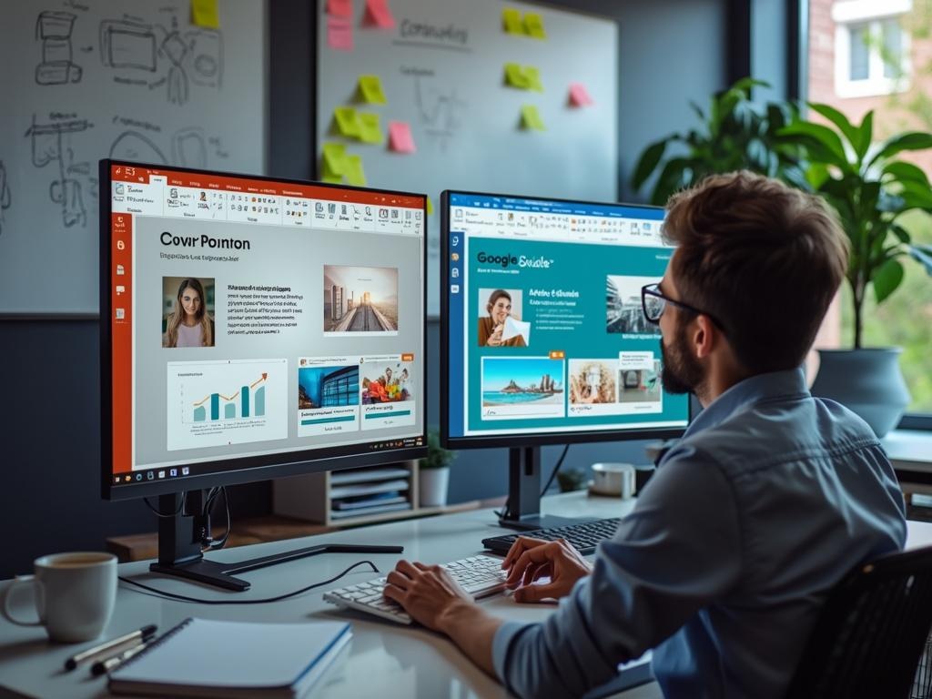 citez 2 logiciels permettant de créer un diaporama de présentation.
